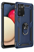 Samsung Galaxy A03S Uyumlu Kılıf Sofya Yüzüklü Silikon Kapak - Lacivert