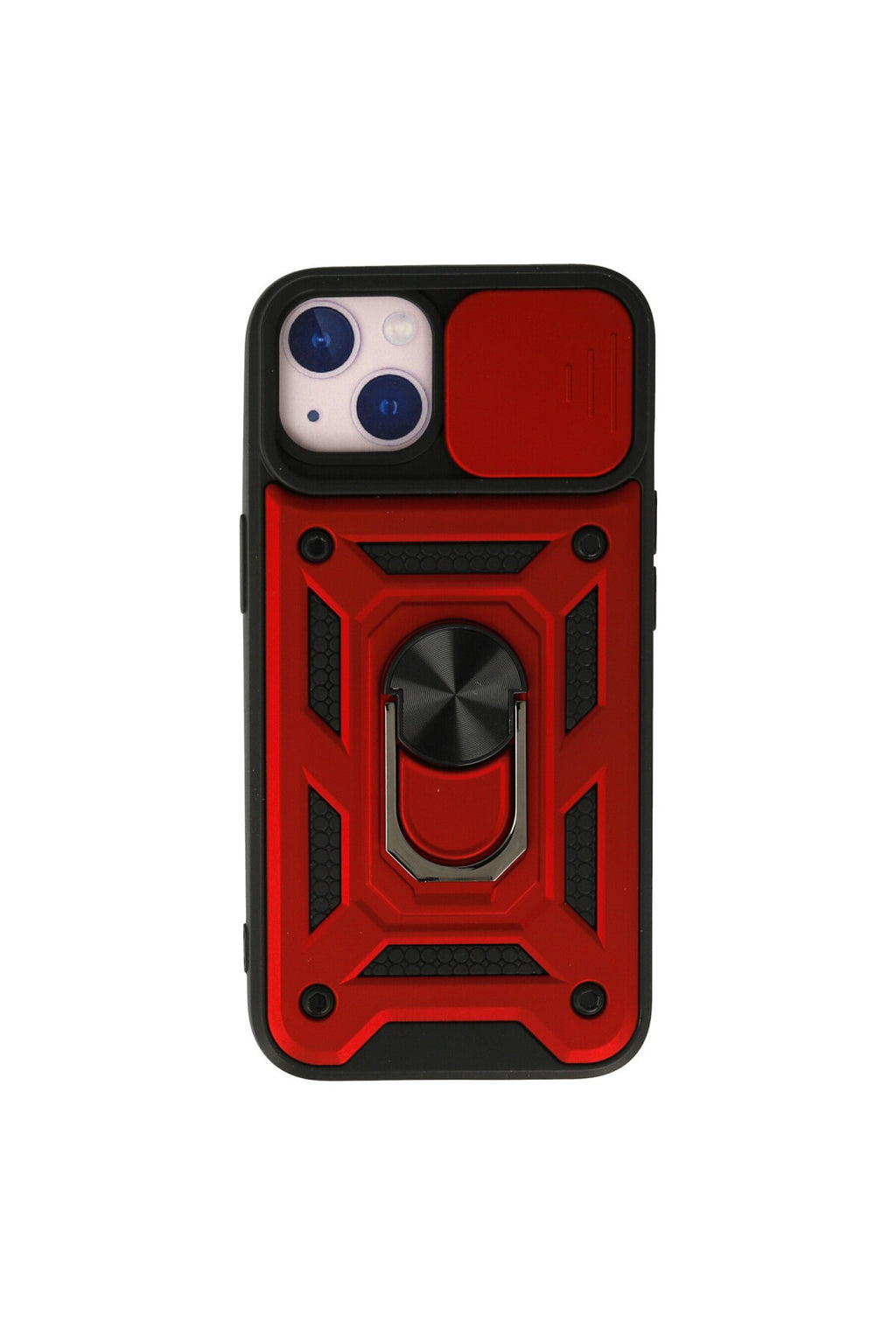 Apple iPhone 15 Uyumlu Kılıf Pars Lens Yüzüklü Silikon - Kırmızı