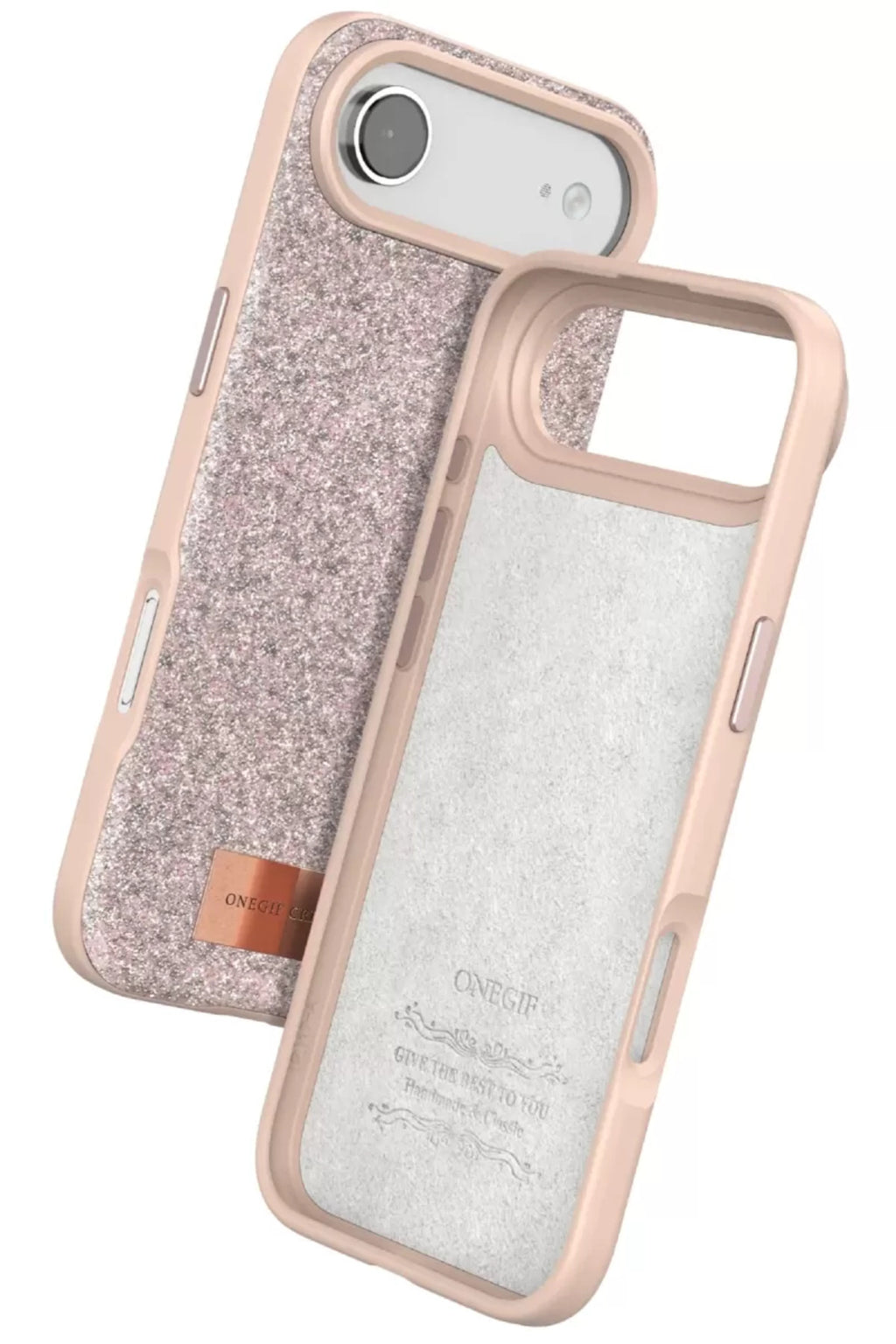 Onegif Apple iPhone 17 Air Uyumlu Bright Simli Kapak - Pembe