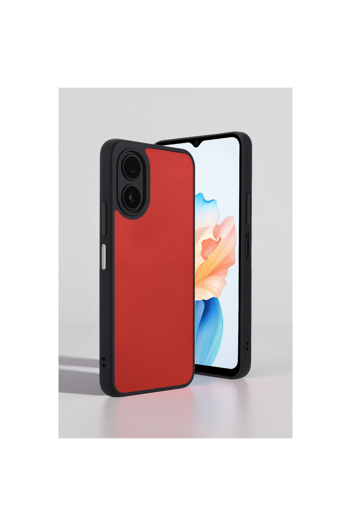 Oppo A38 Uyumlu Kılıf Aras Deri Kapak - Kırmızı
