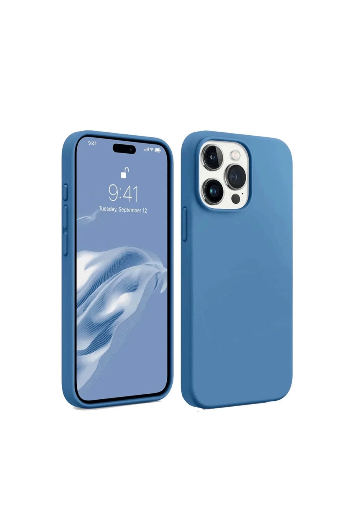 Apple iPhone 15 Pro Max Uyumlu Kılıf First Silikon - Mavi