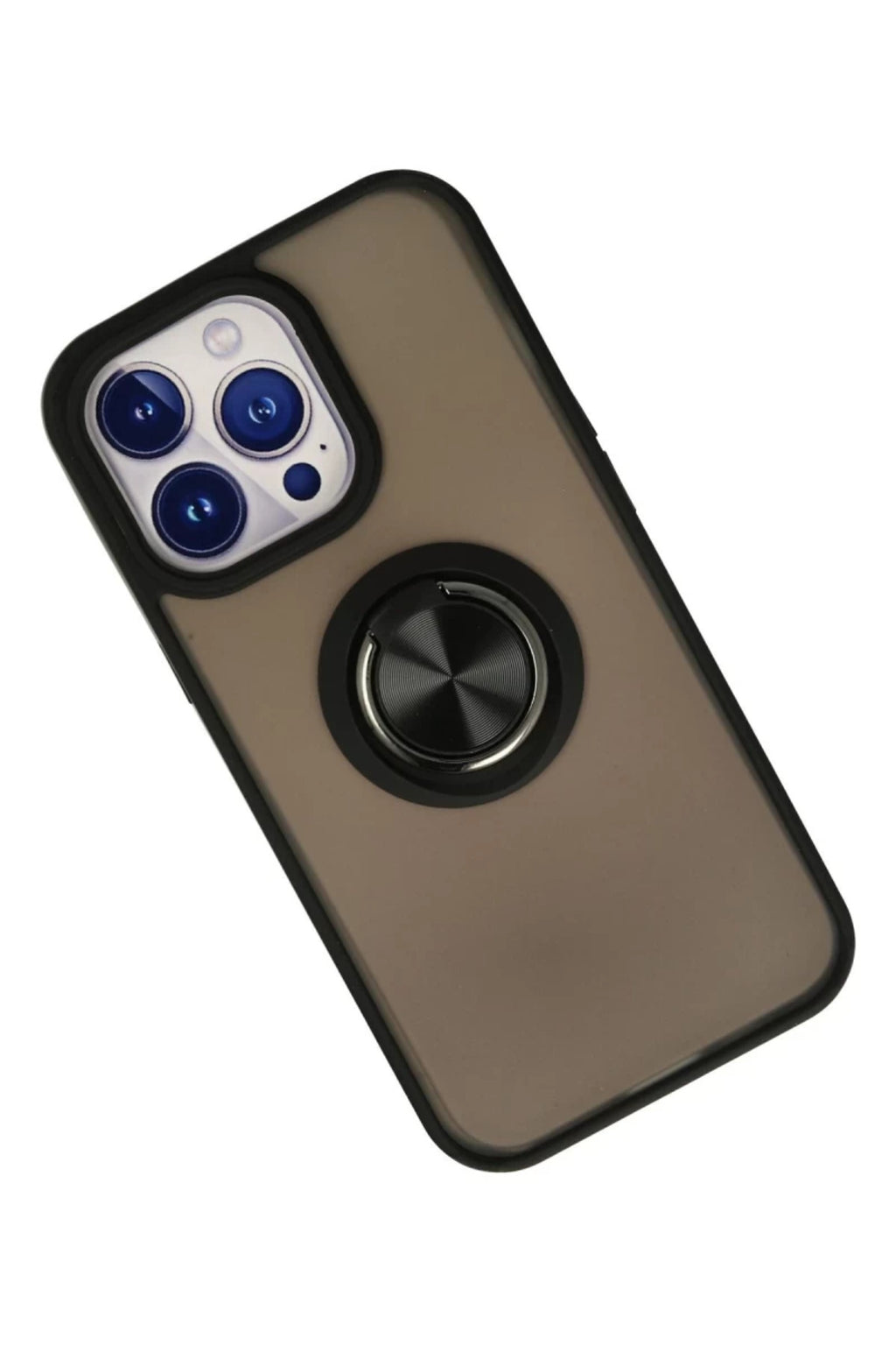Apple iPhone 15 Pro Uyumlu Kılıf Montreal Yüzüklü Silikon Kapak - Siyah