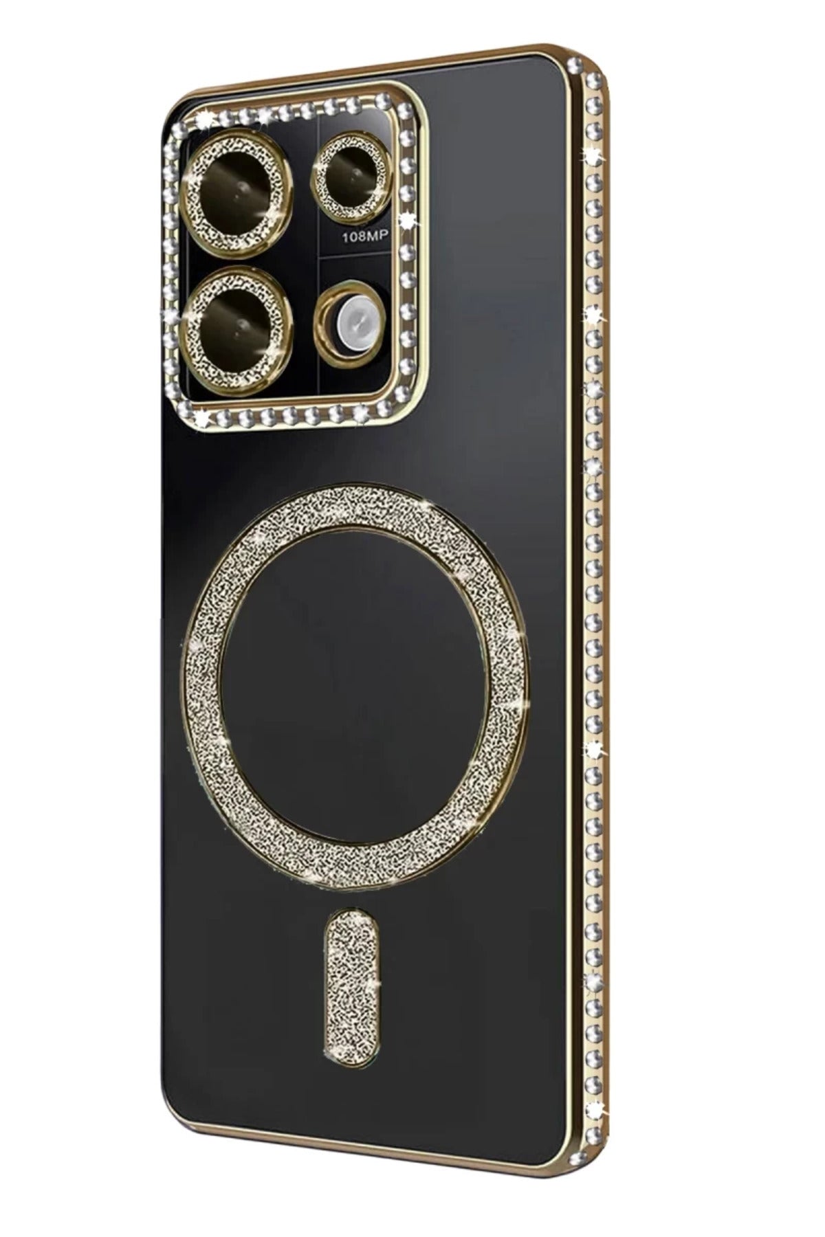 Xiaomi Redmi 13C Uyumlu Joke Simli Magneticsafe Kılıf - Gold