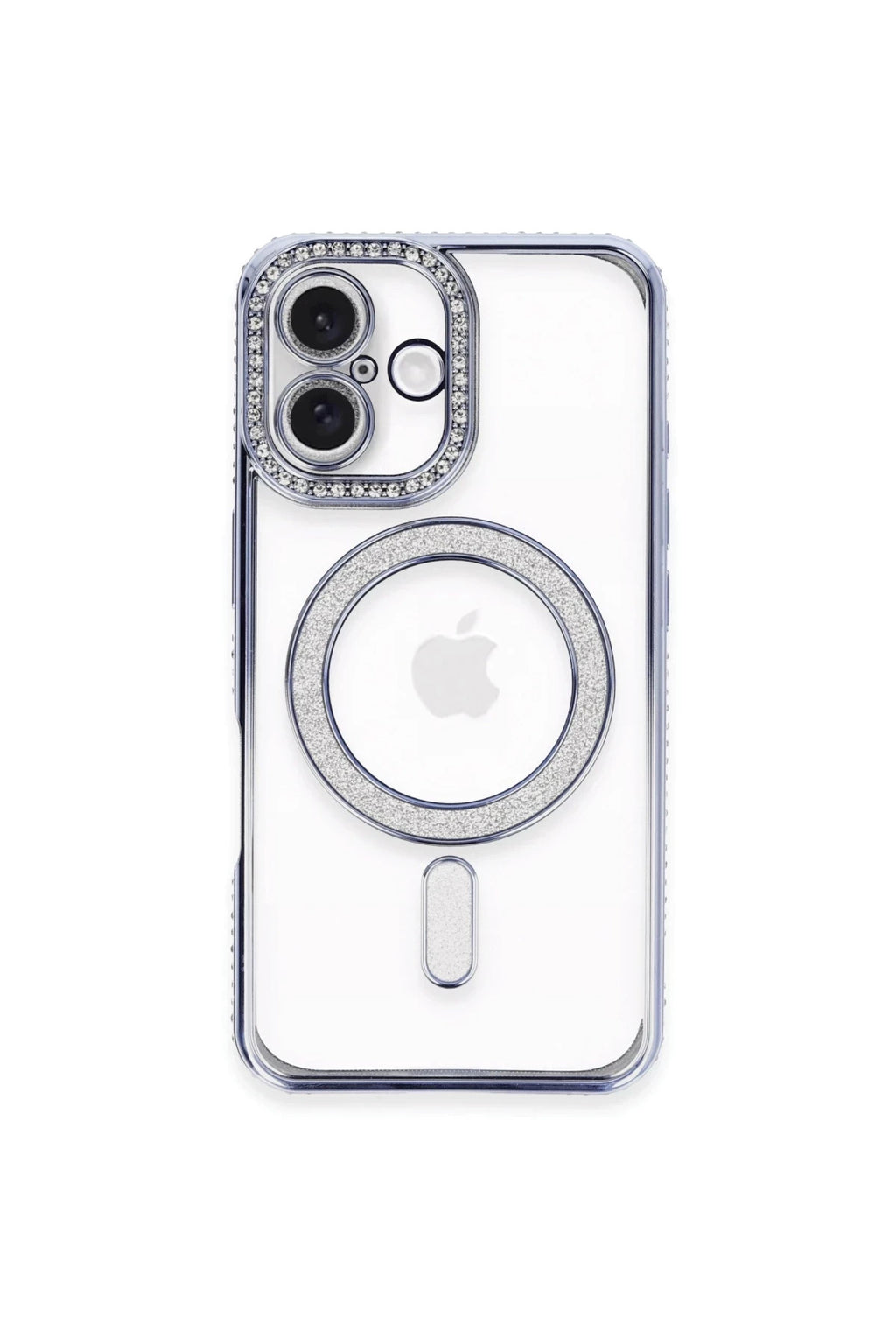 Apple iPhone 16 Plus Uyumlu Kılıf Joke Simli Magneticsafe Kılıf - Mavi
