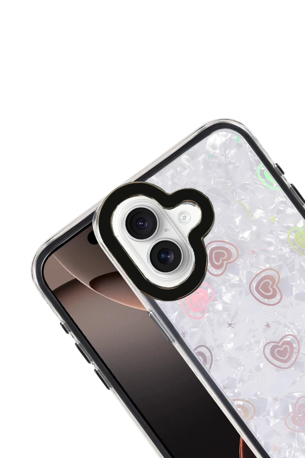 Apple iPhone 16 Uyumlu Lumi Desenli Kapak - Siyah