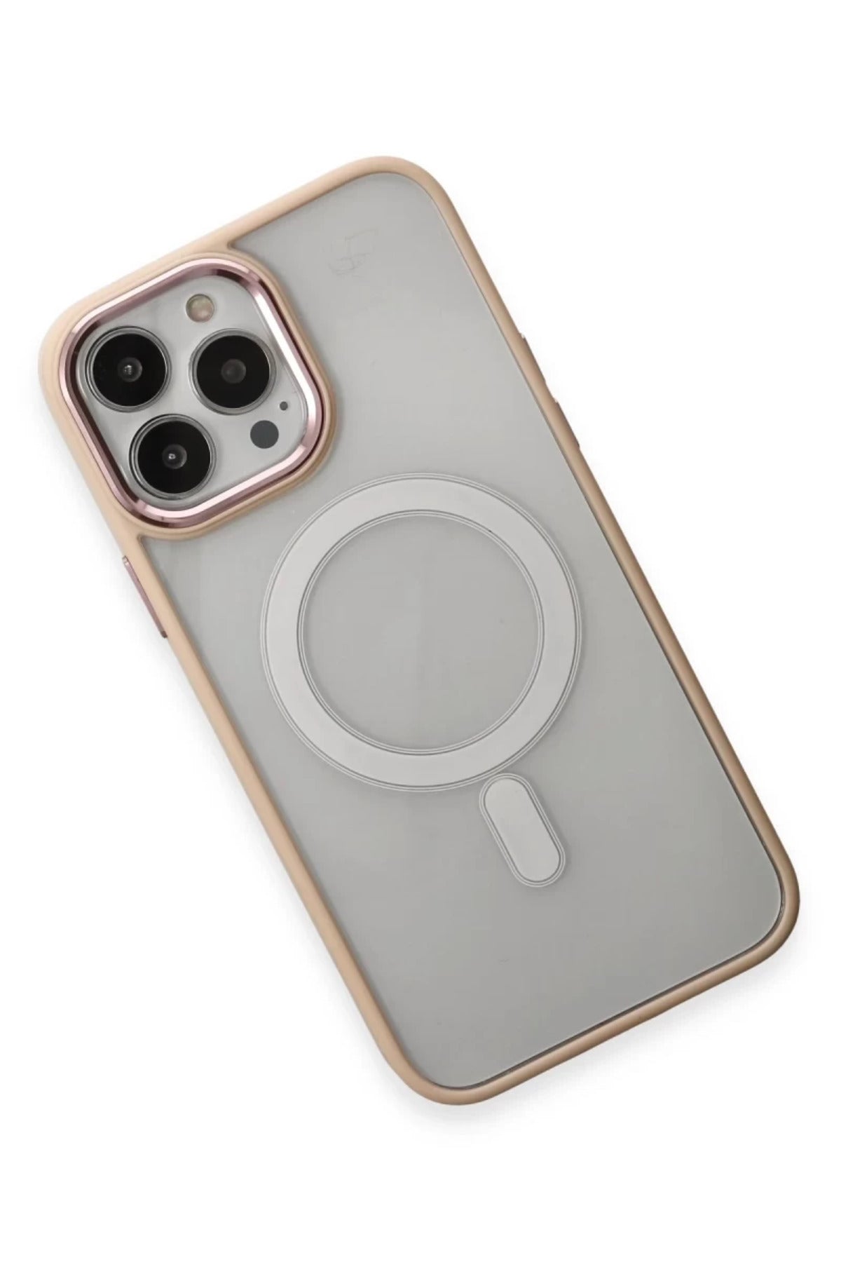 Apple iPhone 15 Pro Max Uyumlu Kılıf Room Magneticsafe Silikon - Pudra