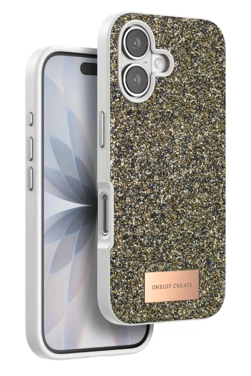 Onegif Apple iPhone 17 Uyumlu Bright Simli Kapak - Çöl Titanyum