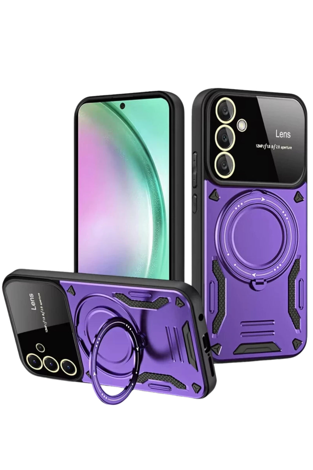 Samsung Galaxy S24 FE Uyumlu Kılıf Joy Lens Standlı Kapak - Mor