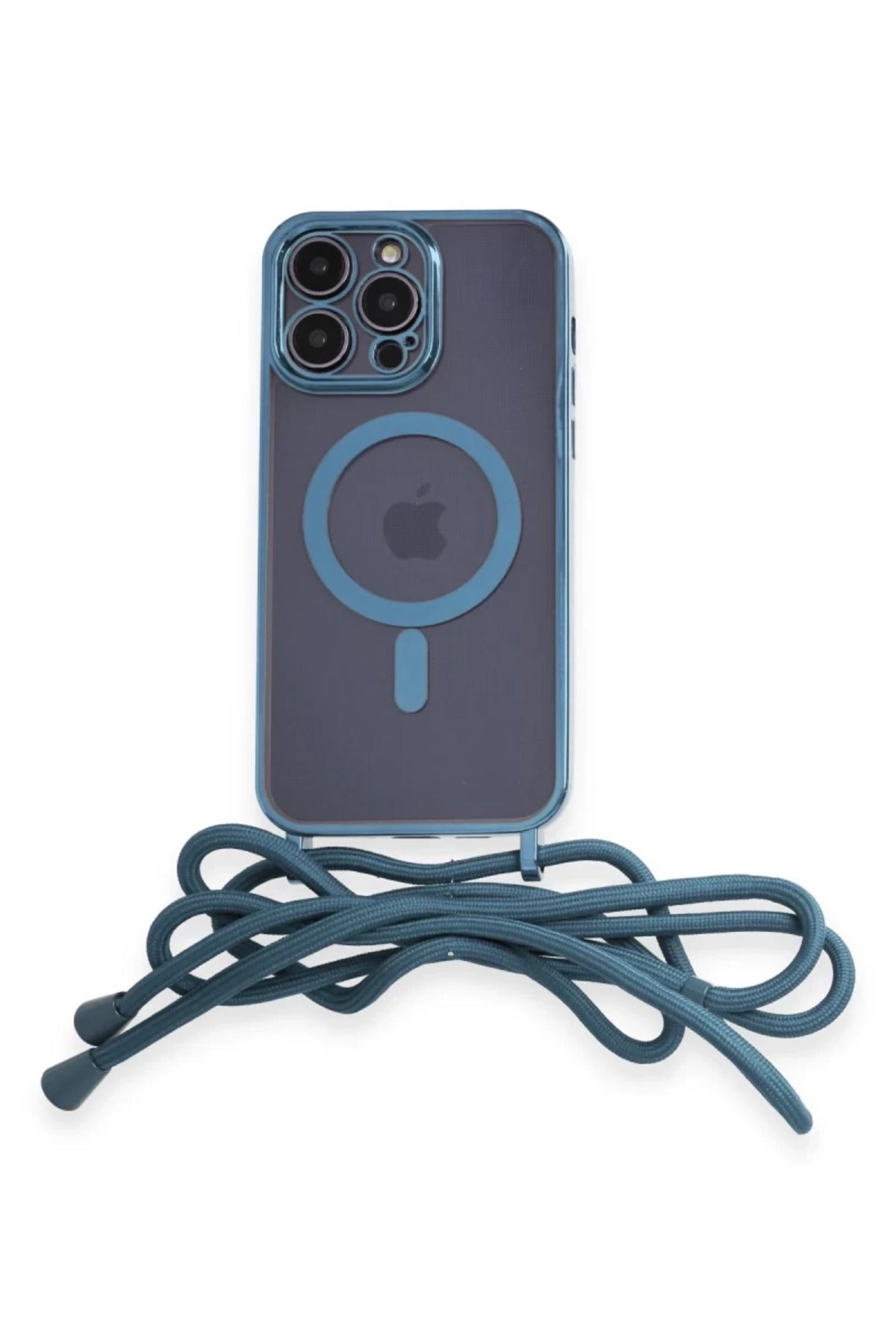 Apple iPhone 14 Pro Uyumlu Kılıf Divo Lazer Askılı Magsafe Kapak - Sierra Blue
