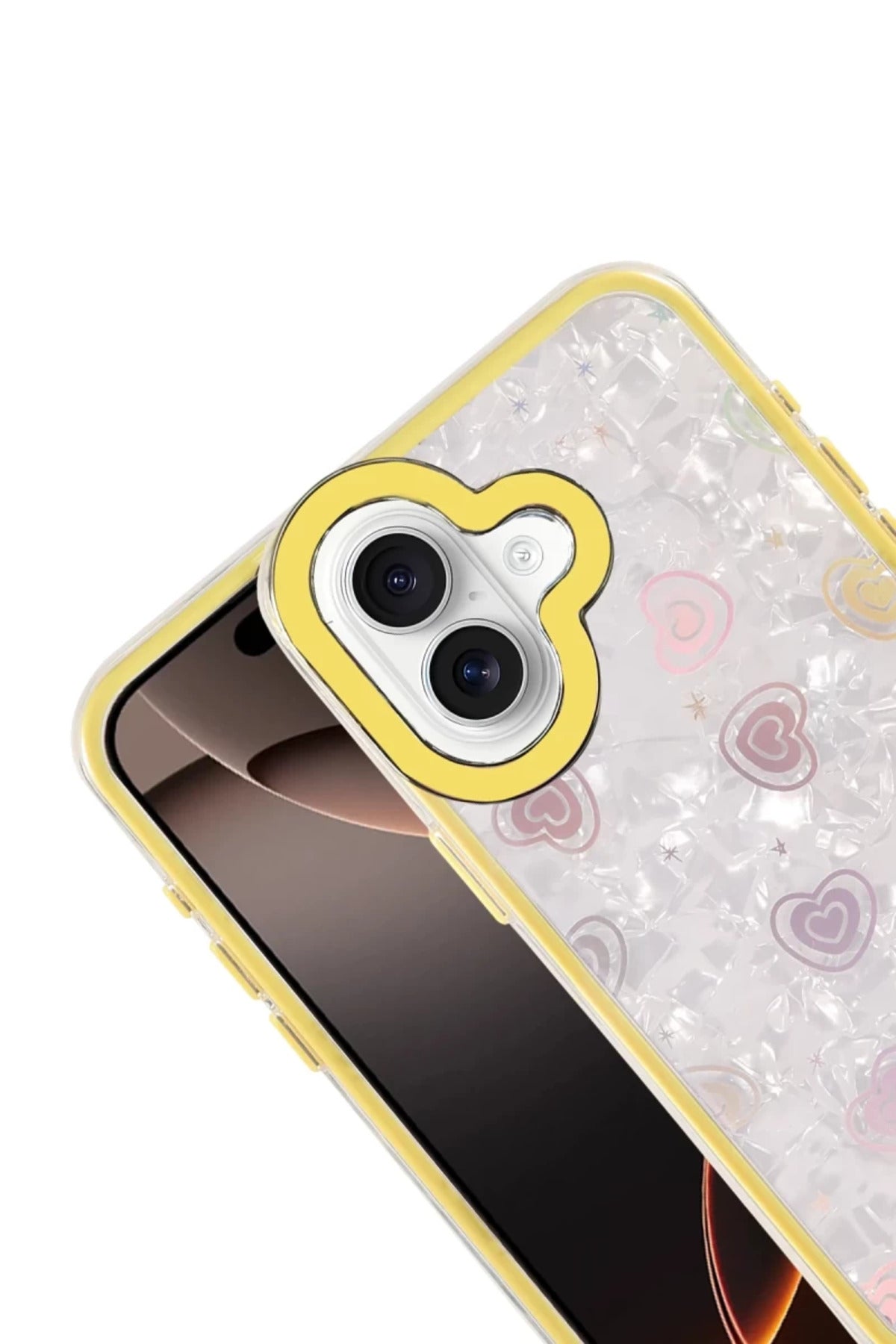 Apple iPhone 16 Uyumlu Lumi Desenli Kapak - Sarı