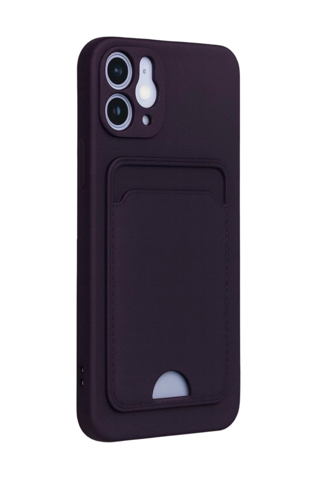 Apple iPhone 12 Uyumlu Kılıf Kelvin Kartvizitli Silikon - Derin Mor