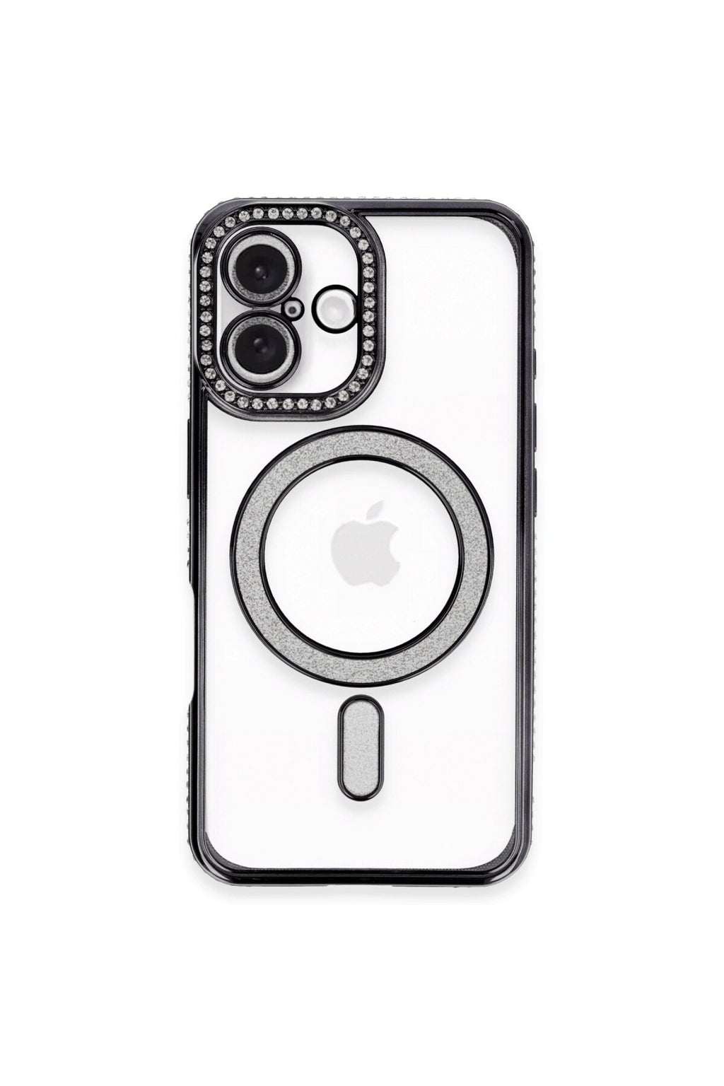 Apple iPhone 16 Plus Uyumlu Kılıf Joke Simli Magneticsafe Kılıf - Siyah