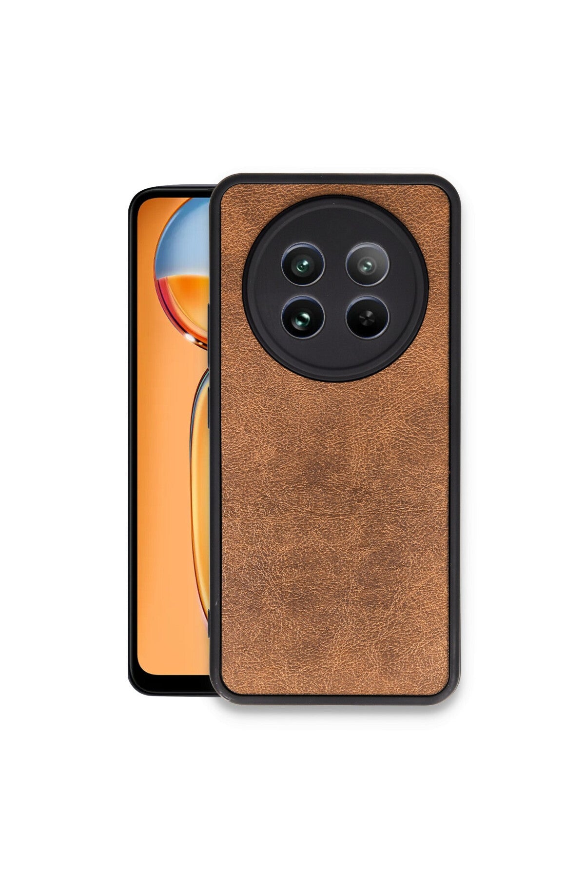 Realme 12 5G Uyumlu Kılıf Aras Deri Kapak - Taba