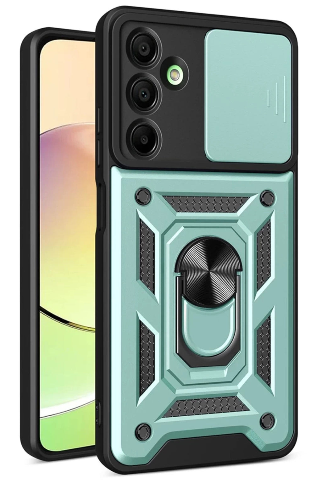 Samsung Galaxy A56 Uyumlu Kılıf Pars Lens Yüzüklü Silikon - Yeşil