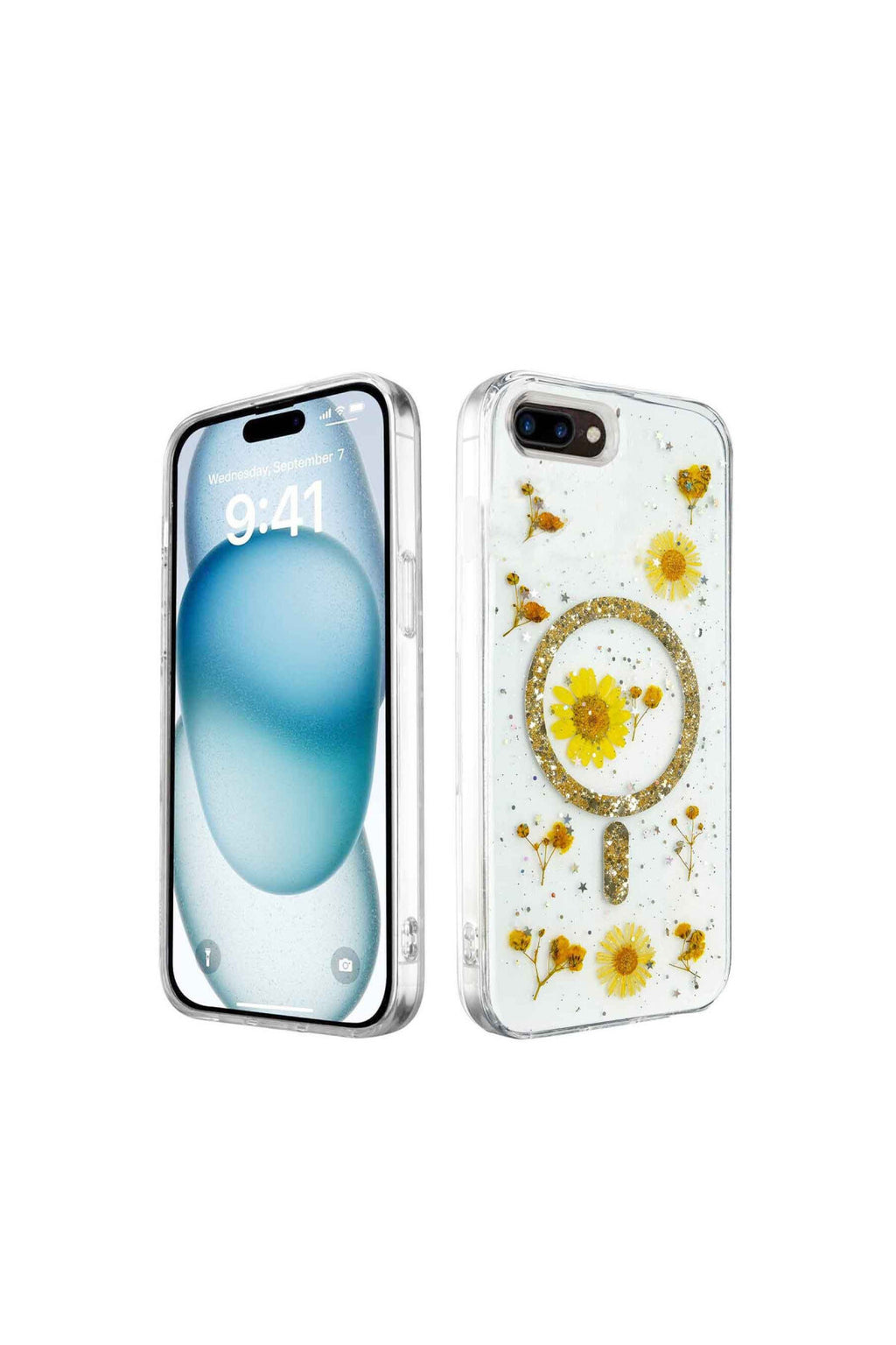 Apple iPhone 7 Uyumlu Kılıf Daisy Simli Magsafe Kapak - Gold