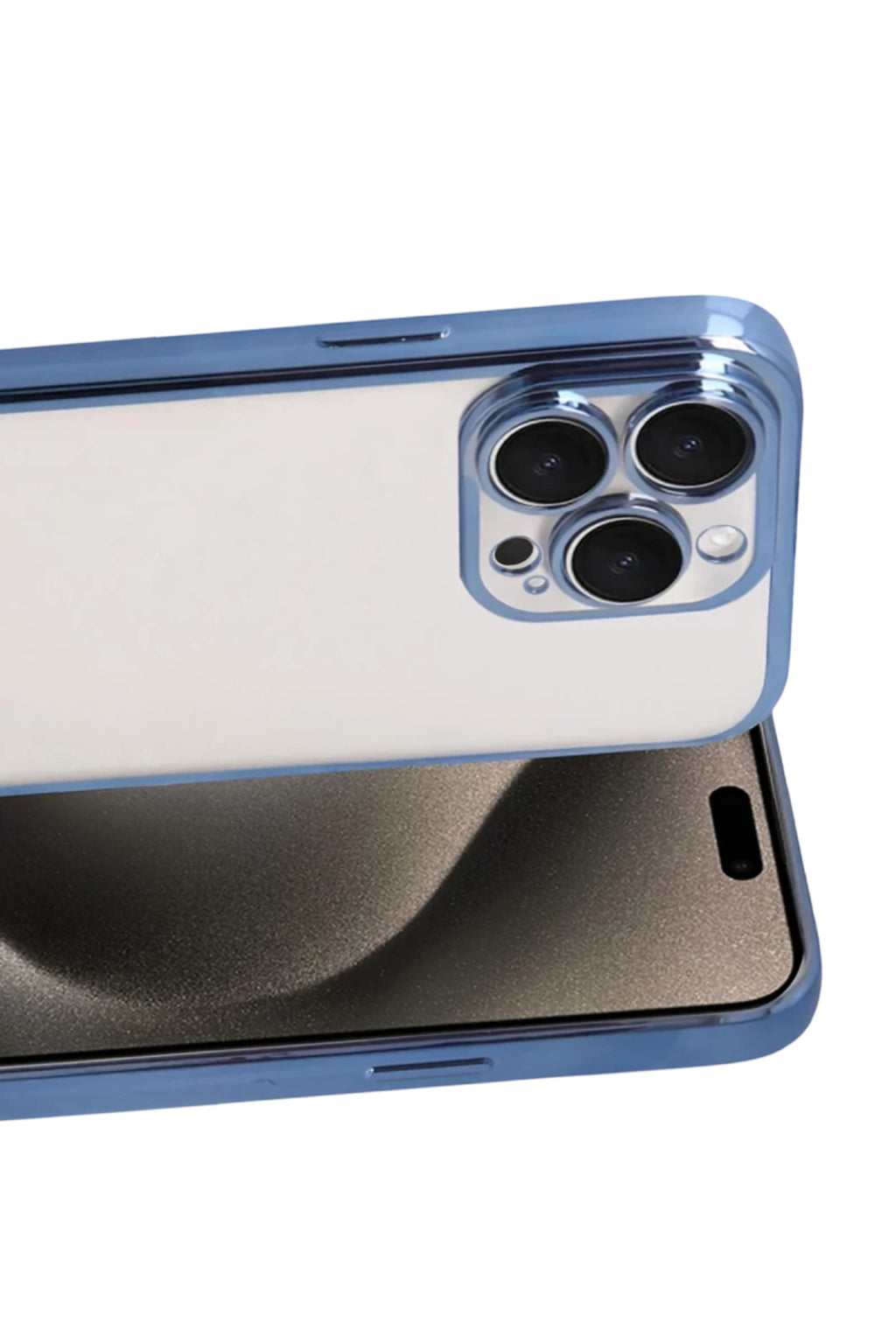 Apple iPhone 15 Pro Max Uyumlu Lensli Silikon - Açık Mavi