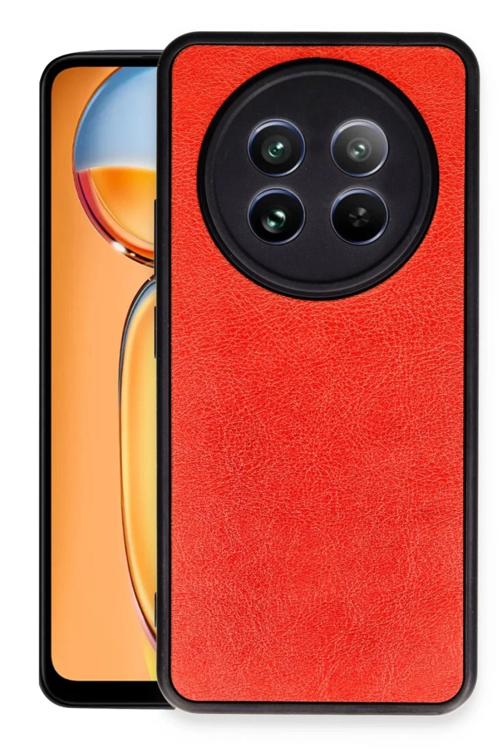 Realme 12 5G Uyumlu Kılıf Aras Deri Kapak - Kırmızı