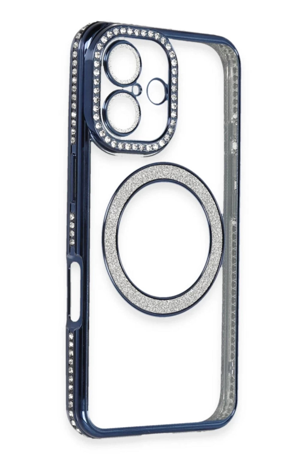 Apple iPhone 16 Plus Uyumlu Kılıf Joke Simli Magneticsafe Kılıf - Lacivert
