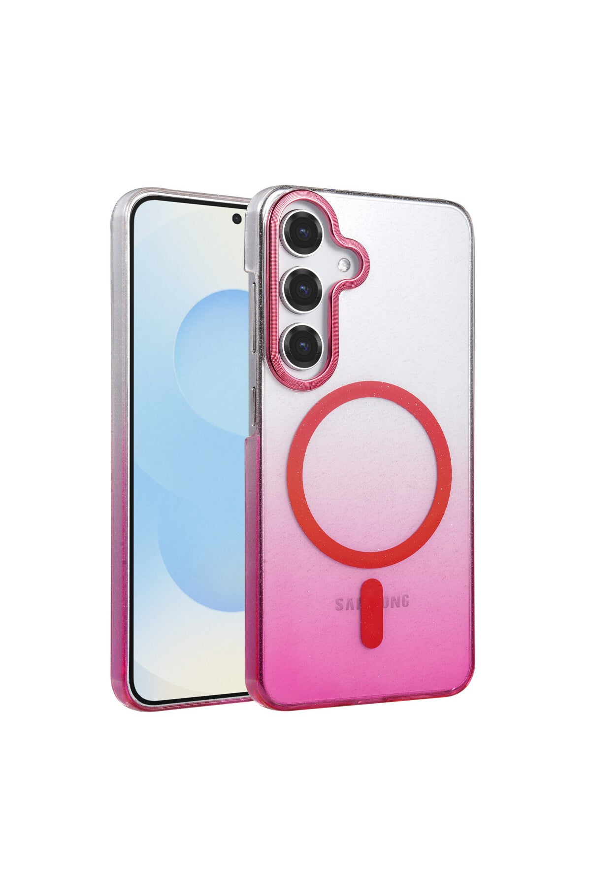 Samsung Galaxy S25 Uyumlu Glossy Magsafe Kapak - Pembe