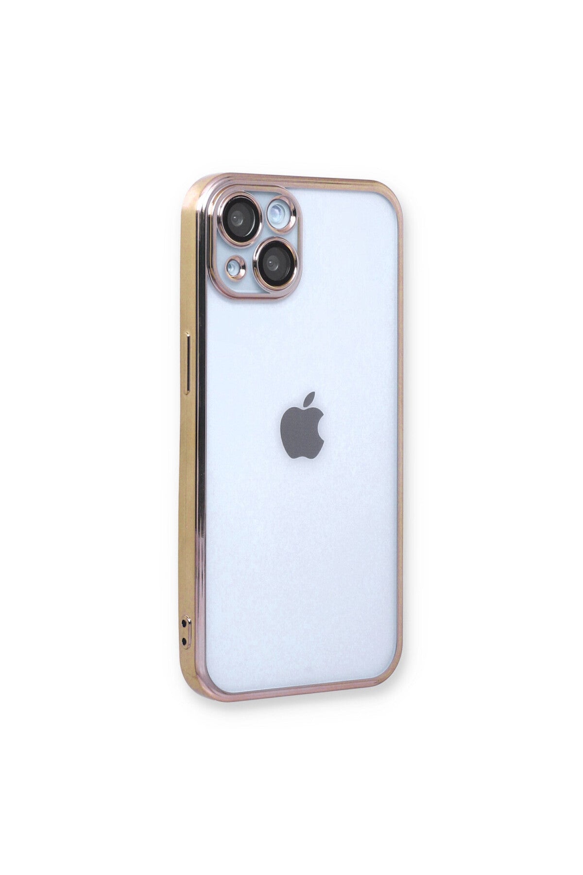 Apple iPhone 14 Uyumlu Kılıf Lensli Silikon - Gold