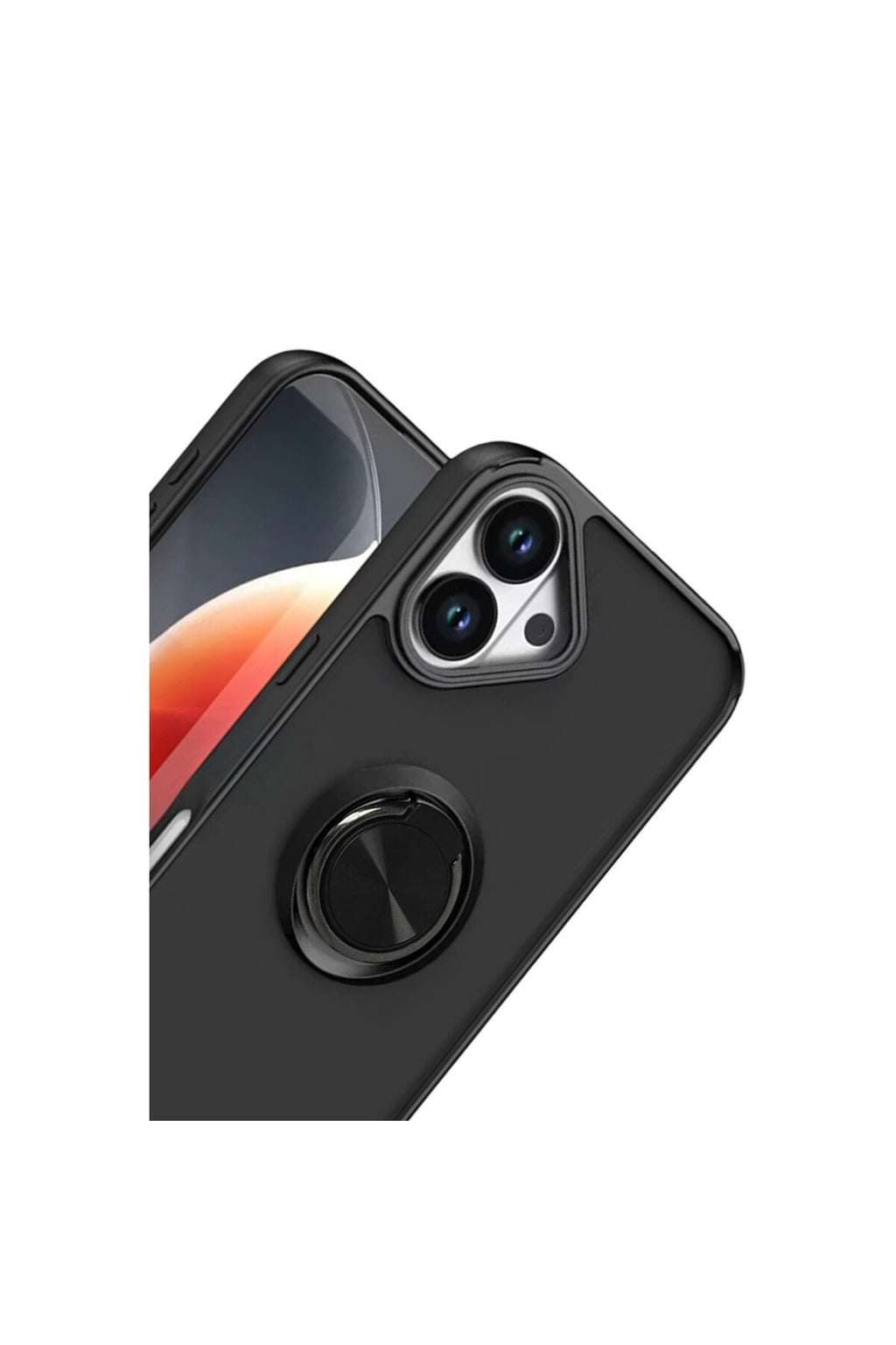 Apple iPhone 17 Uyumlu Montreal Yüzüklü Silikon Kapak - Siyah