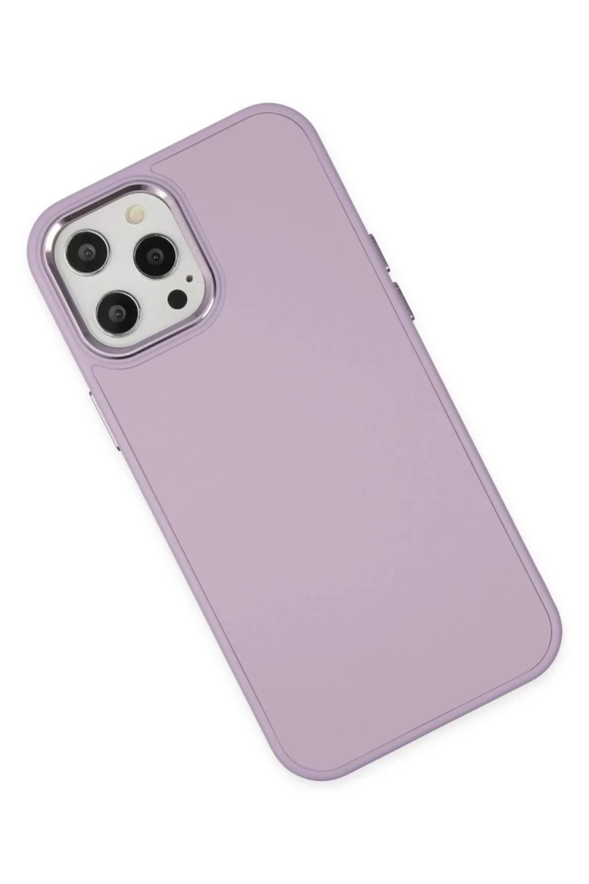 Apple iPhone 12 Pro Max Uyumlu Kılıf Asya Deri Silikon - Lila