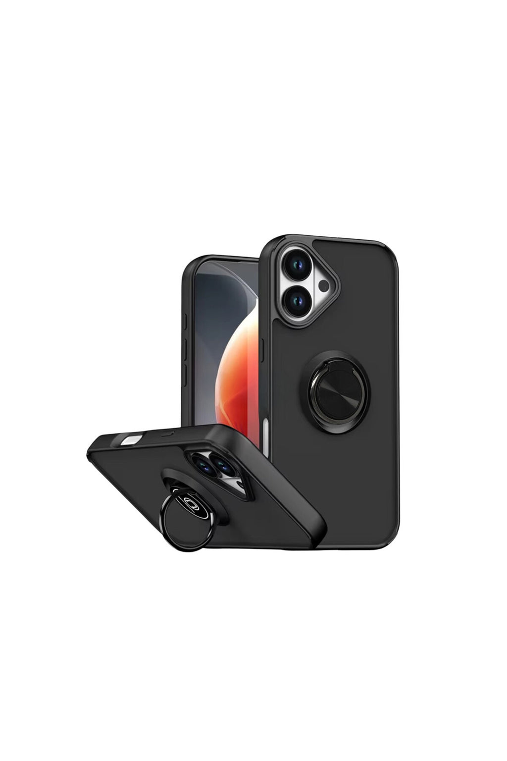 Apple iPhone 17 Uyumlu Montreal Yüzüklü Silikon Kapak - Siyah