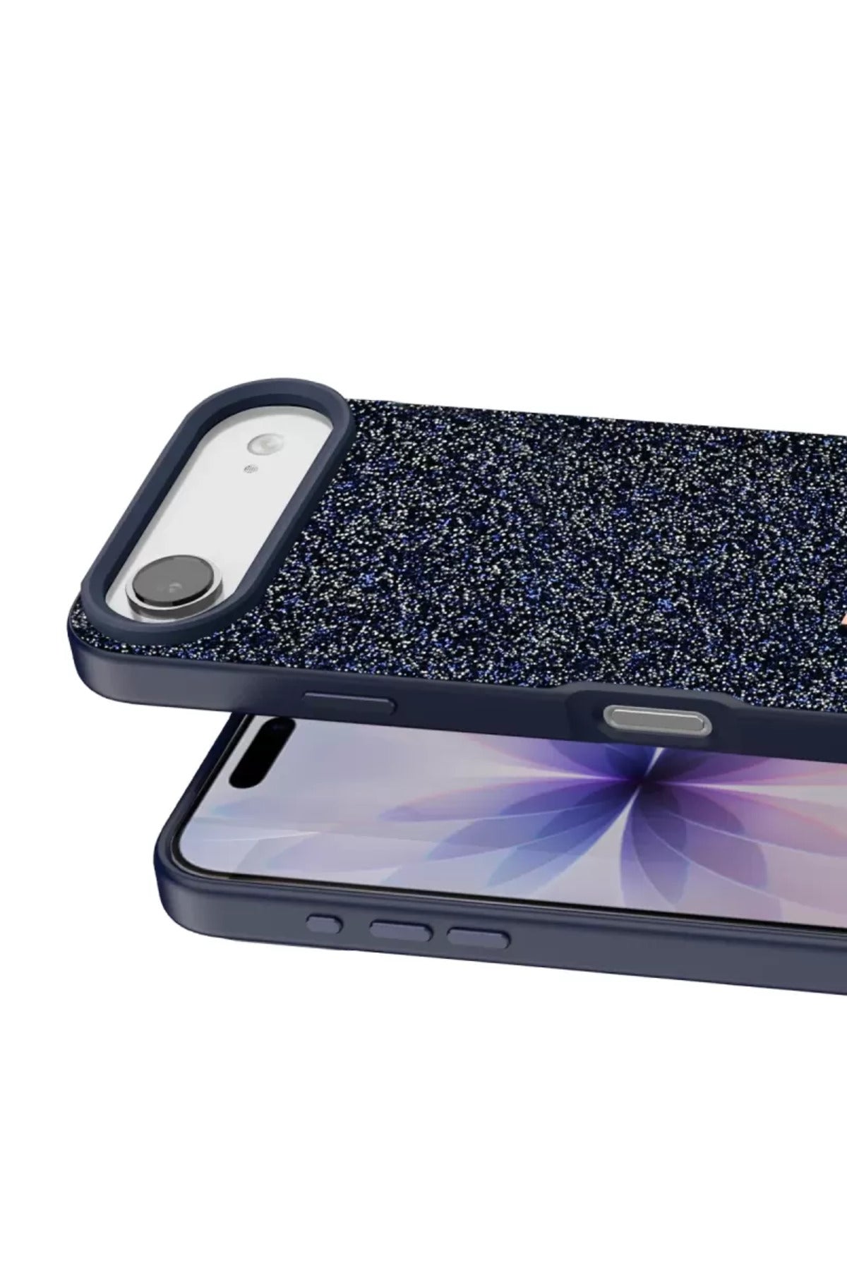 Onegif Apple iPhone 17 Air Uyumlu Bright Simli Kapak - Mavi