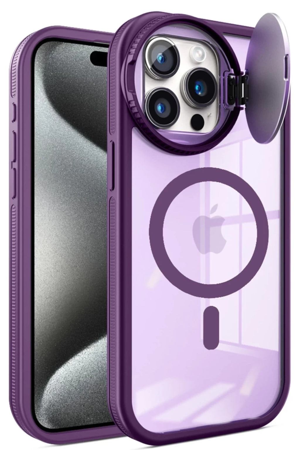 Apple iPhone 14 Pro Max Uyumlu Kılıf Teleskop Lens Magsafe Silikon Kapak - Derin Mor