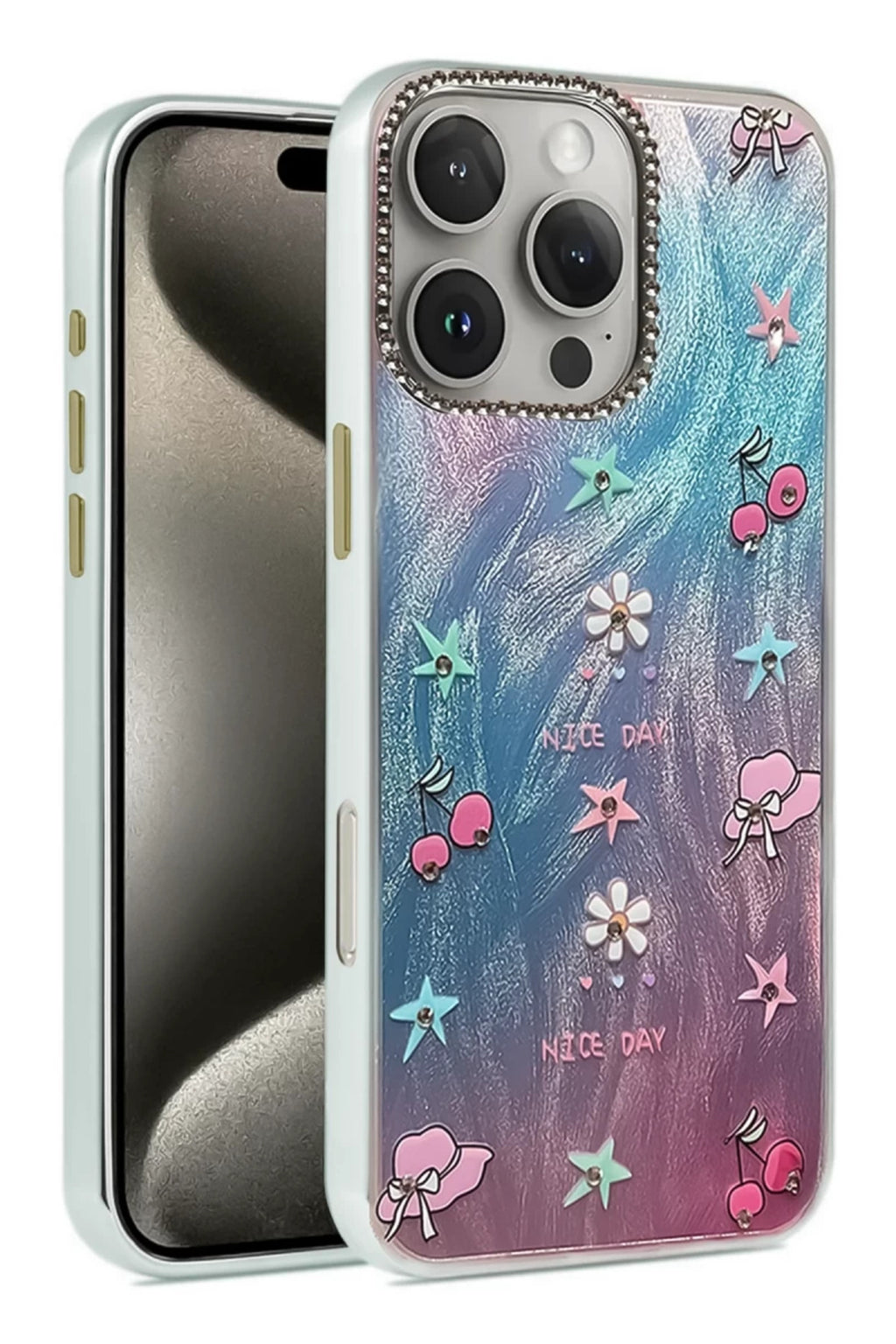 Apple iPhone 16 Pro Uyumlu Kılıf Blade Aynalı Desenli Kapak - Desen 4