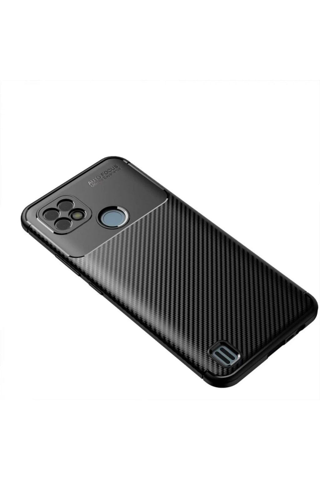 Realme C21 Uyumlu Kılıf Auto Focus Karbon Kapak - Siyah