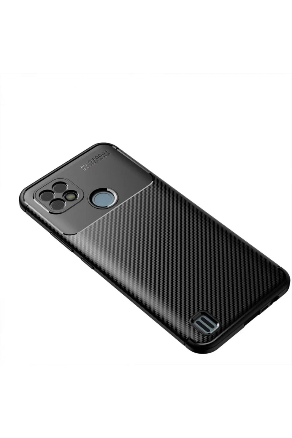 Realme C21 Uyumlu Kılıf Auto Focus Karbon Kapak - Siyah