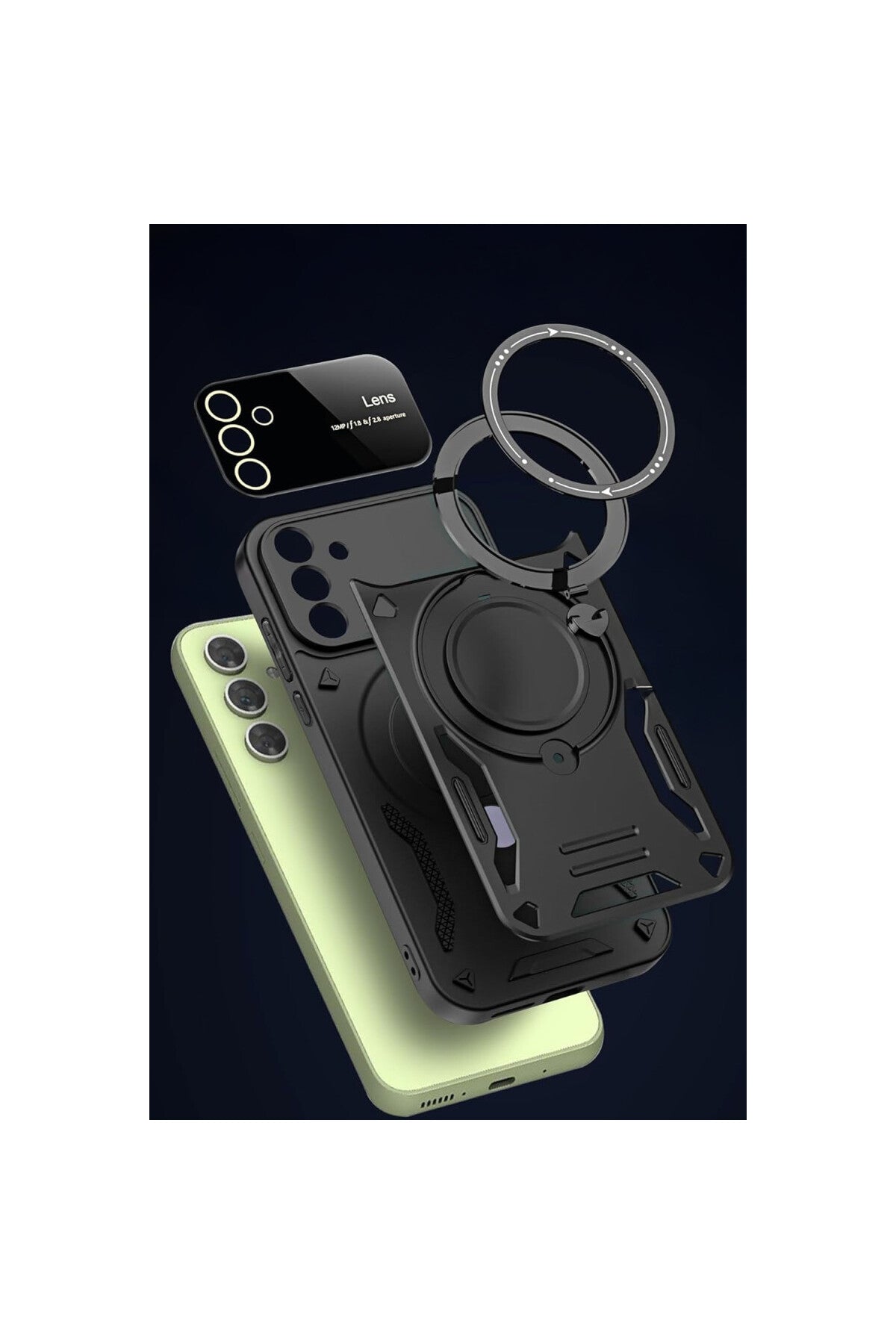 Samsung Galaxy S24 FE Uyumlu Kılıf Joy Lens Standlı Kapak - Mor