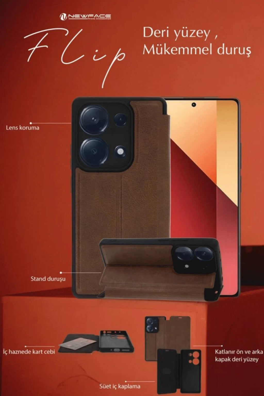 Samsung Galaxy A35 5G Uyumlu Kılıf Flip Cover - Kırmızı