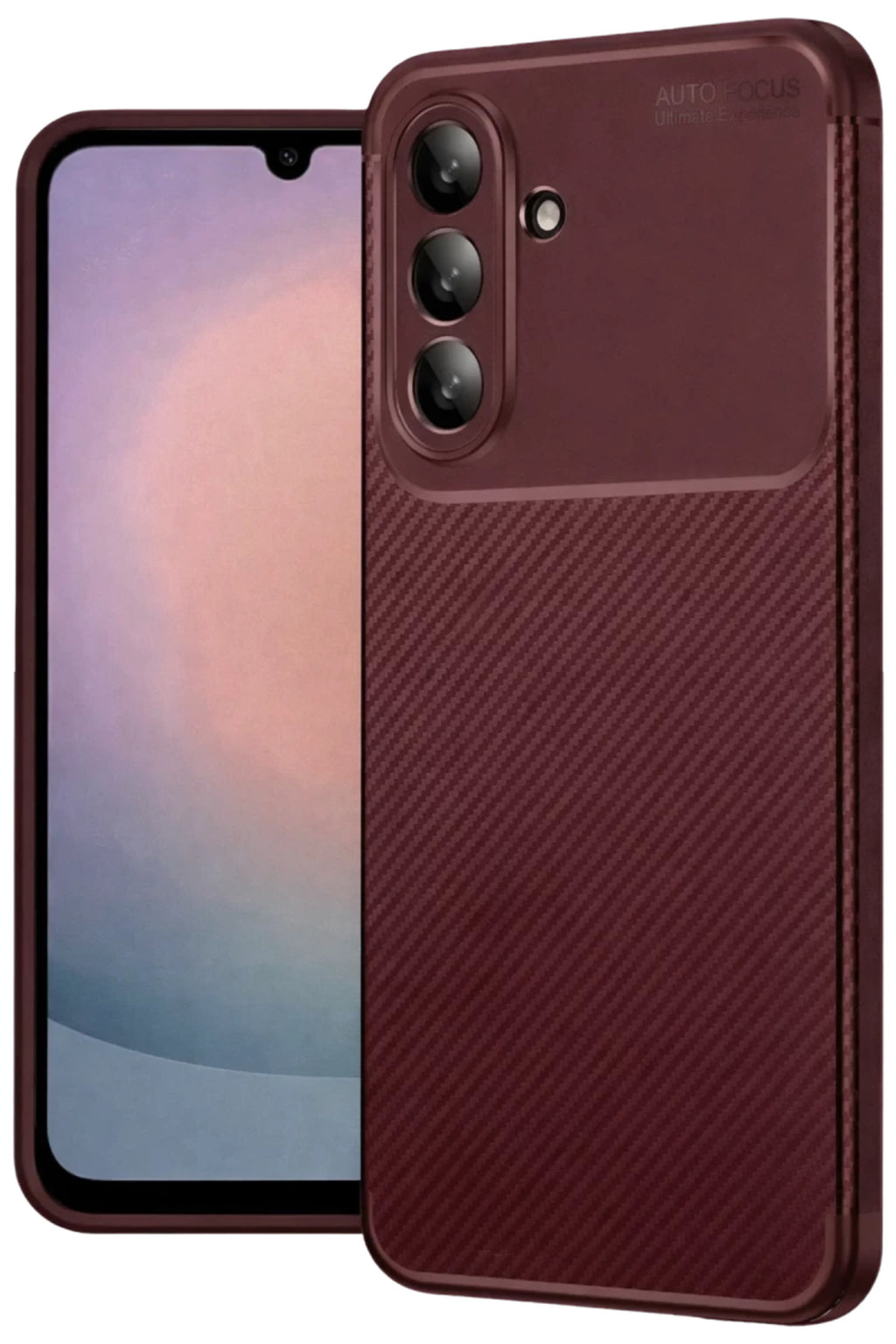 Samsung Galaxy A26 Uyumlu Kılıf Auto Focus Karbon Kapak - Bordo