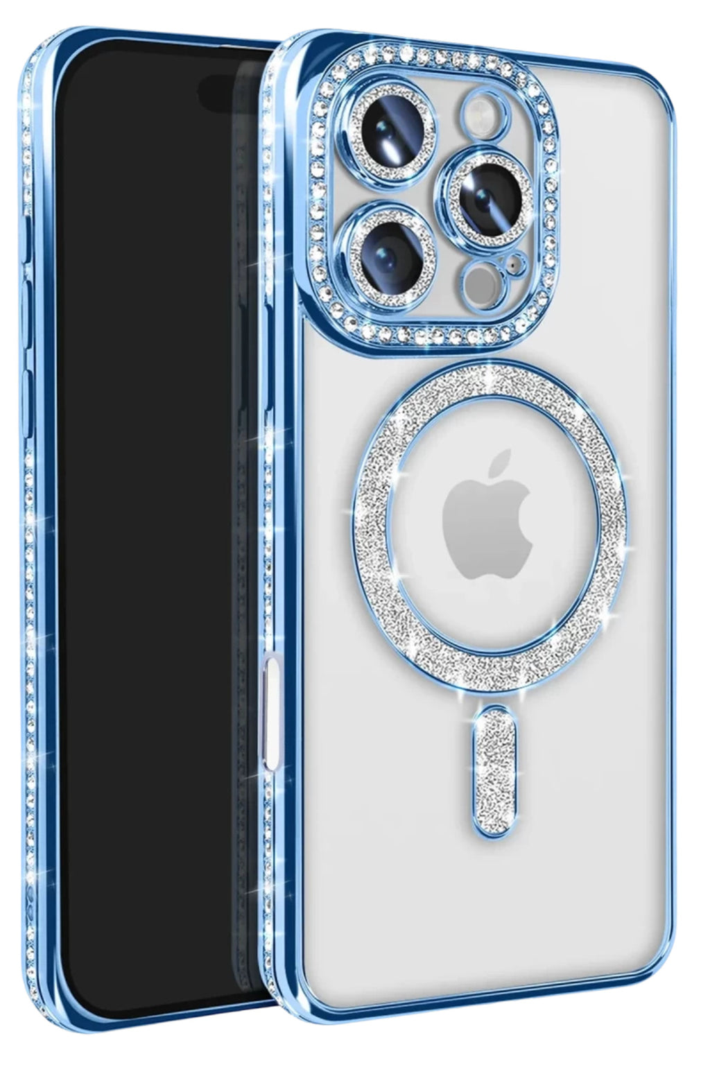 Apple iPhone 16 Pro Max Uyumlu Kılıf Joke Simli Magneticsafe Kılıf - Mavi