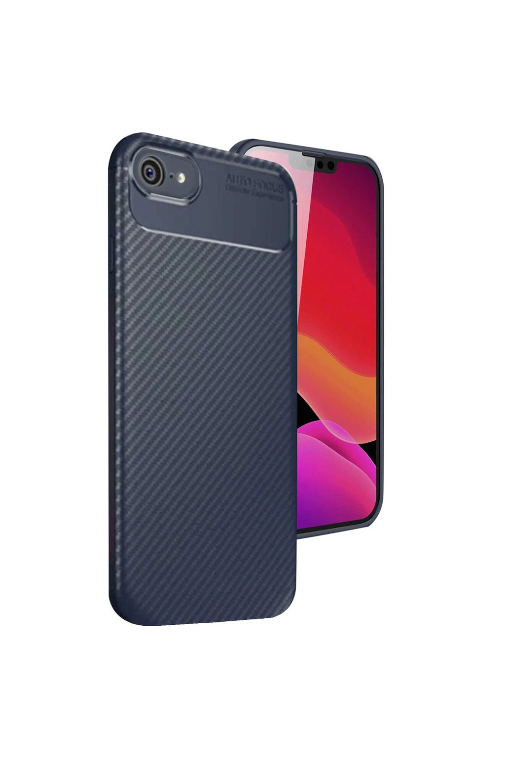 Apple iPhone 16E Uyumlu Kılıf Auto Focus Karbon Kapak - Lacivert