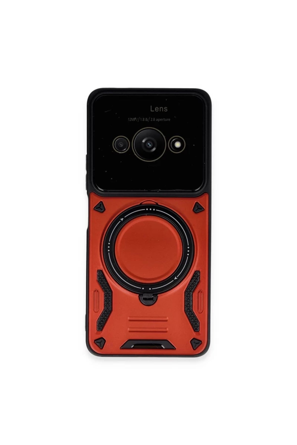 Xiaomi Poco C61 Uyumlu Kılıf Joy Lens Standlı Kapak - Kırmızı