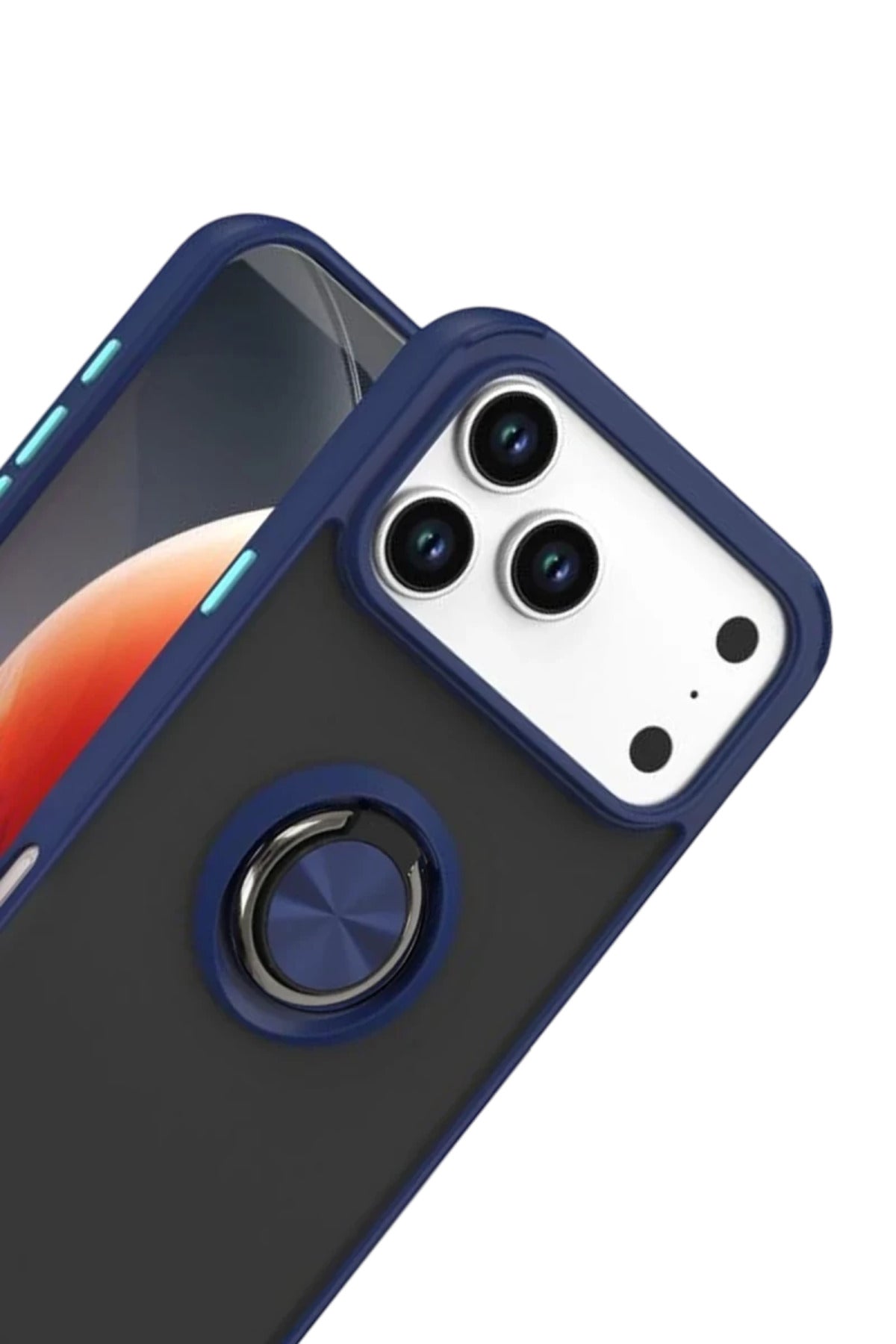 Apple iPhone 17 Pro Uyumlu Montreal Yüzüklü Silikon Kapak - Lacivert