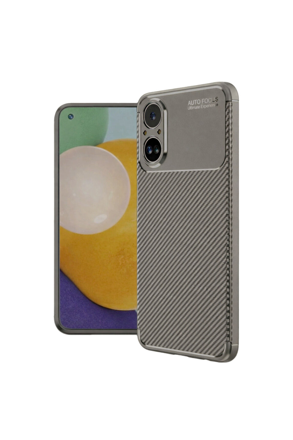 Realme 12 Lite Uyumlu Kılıf Auto Focus Karbon Kapak - Gri