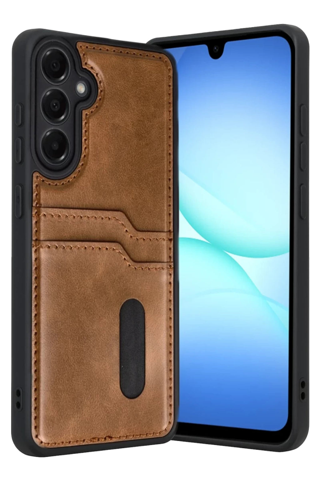 Samsung Galaxy A57 5G Uyumlu Sara Kartvizitli Deri Kılıf - Taba