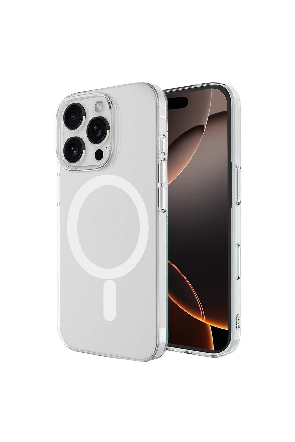 Apple iPhone 16 Pro Uyumlu Kılıf Magneticsafe Şeffaf Silikon - Şeffaf
