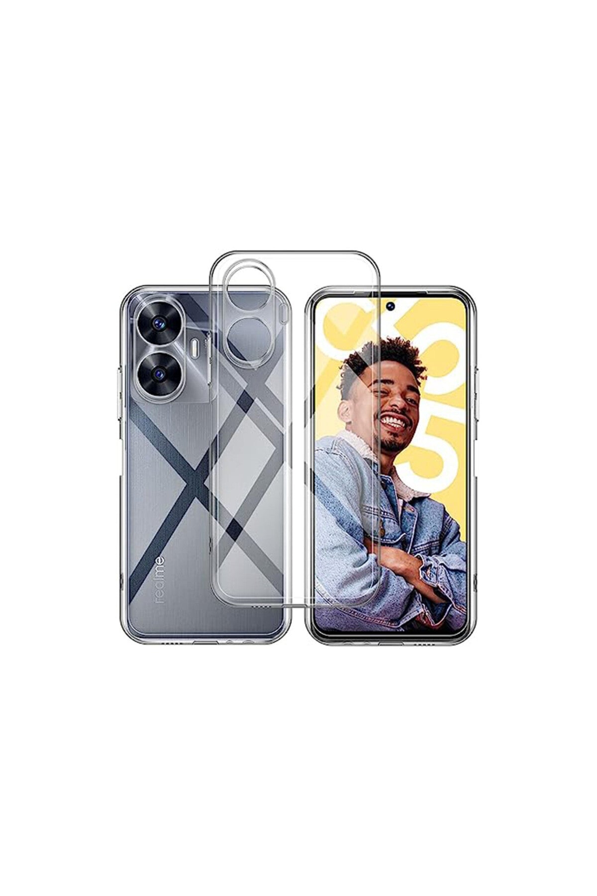 Realme C55 Uyumlu Kılıf Lüx Şeffaf Silikon