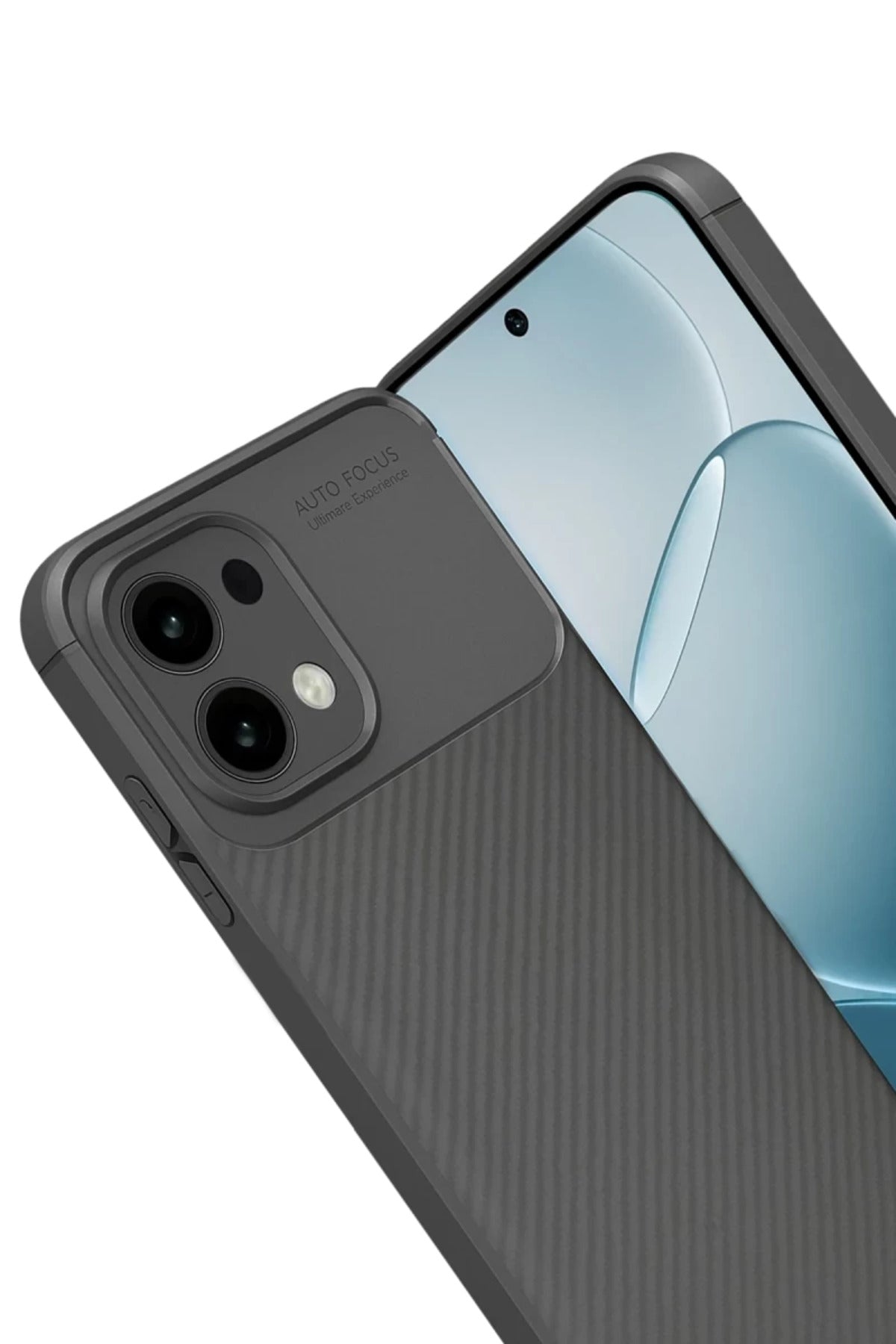 Oppo A6 Pro 4G Uyumlu Auto Focus Karbon Kapak - Gri