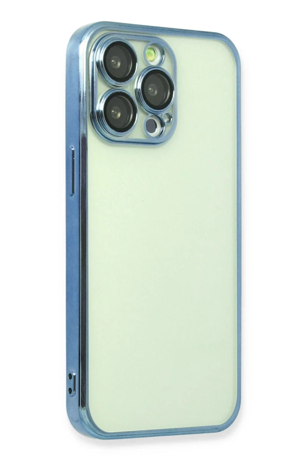 Apple iPhone 13 Pro Max Uyumlu Kılıf Lensli Silikon - Açık Mavi