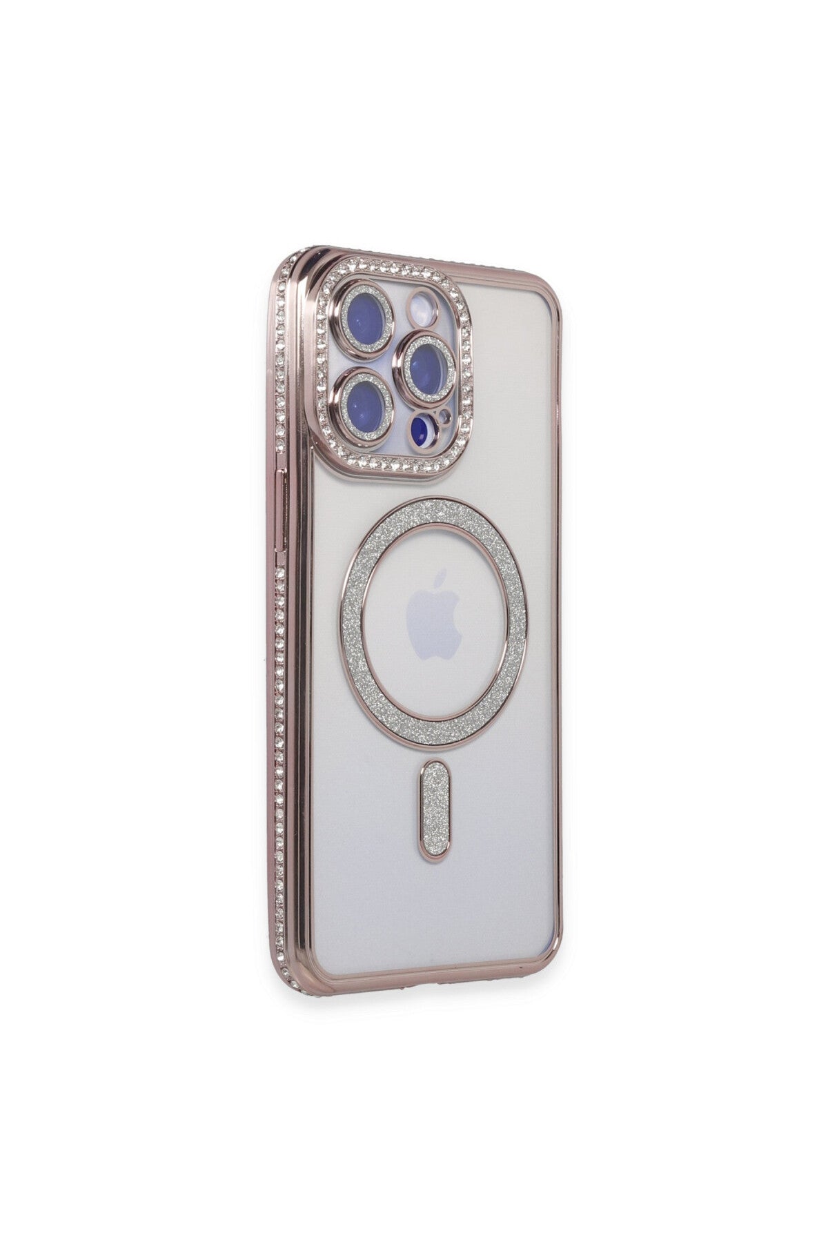 Apple iPhone 15 Pro Max Uyumlu Kılıf Joke Simli Magneticsafe Kılıf - Pembe