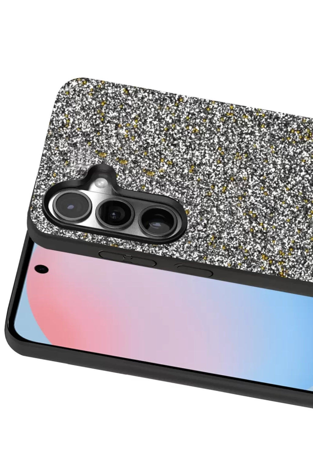 Onegif Samsung Galaxy S24 FE Uyumlu Bright Simli Kapak - Gold