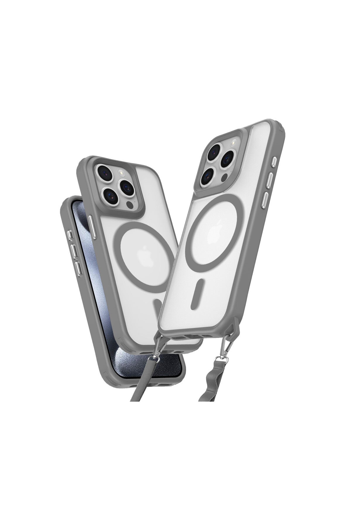 Apple iPhone 15 Pro Max Uyumlu Kılıf Enka Magsafe Silikon Kılıf - Titan Gri