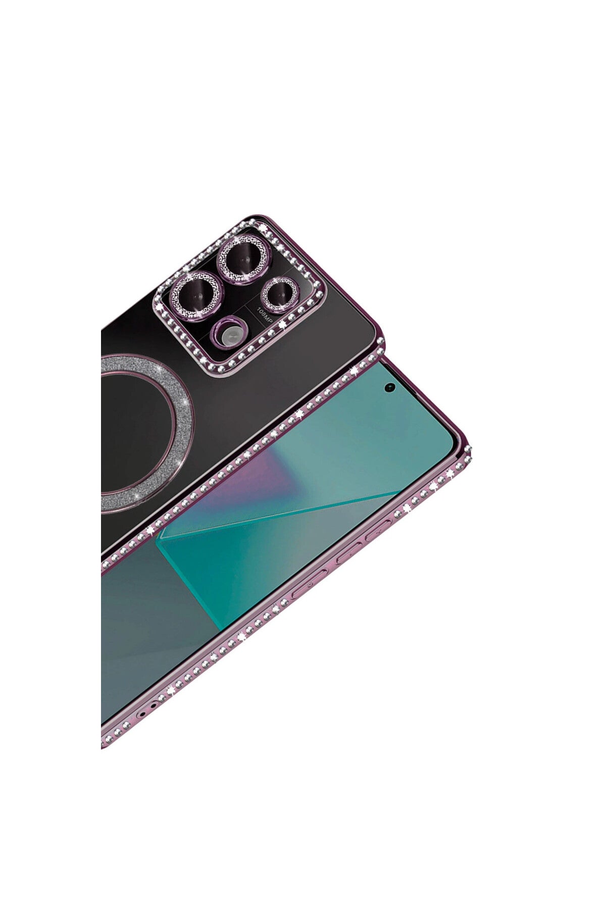 Xiaomi Redmi 13C Uyumlu Joke Simli Magneticsafe Kılıf - Pembe
