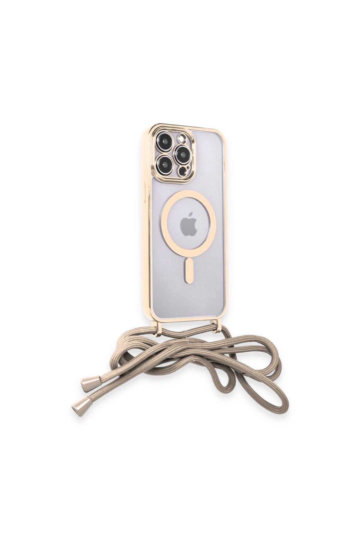 Apple iPhone 12 Pro Max Uyumlu Kılıf Divo Lazer Askılı Magsafe Kapak - Gold